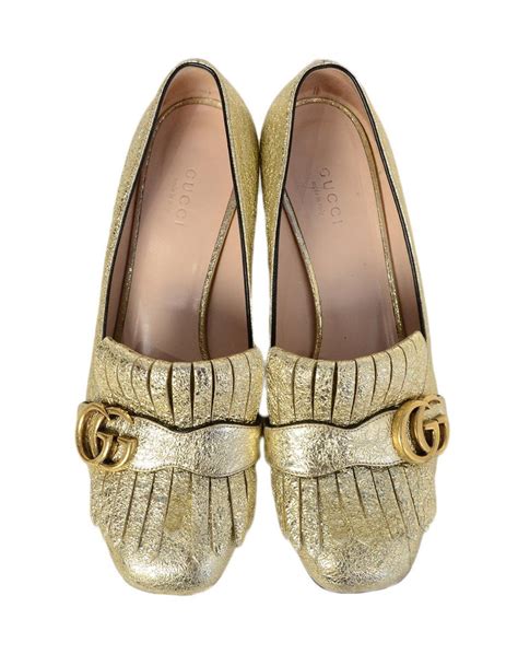 gucci gold loafers heels|gucci high heel loafers.